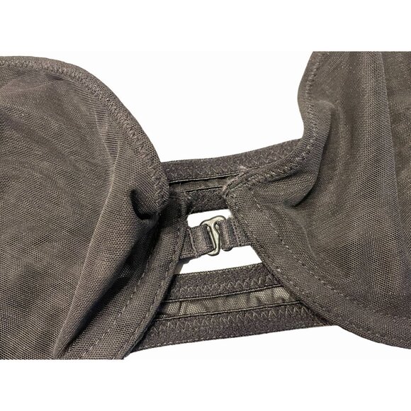 Mesh underwire black bra front close double band 30 B unlined sexy - Picture 3 of 8